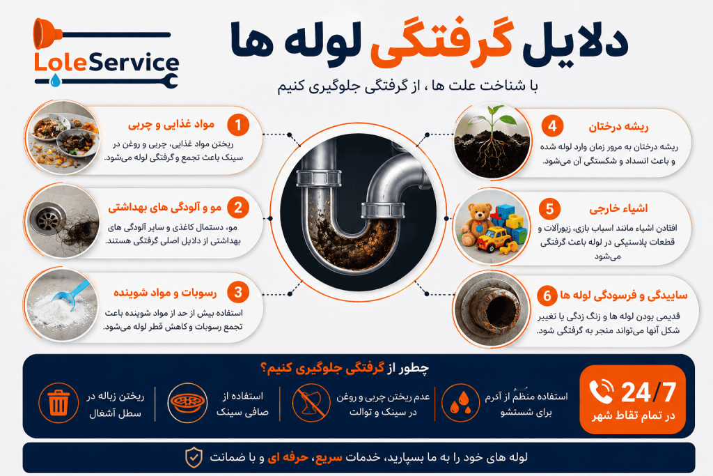 دلیل گرفتگی لوله ها